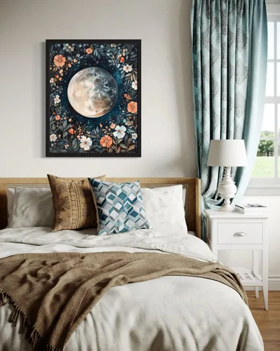 Miniatura 3 de Póster de Arte de Luna Llena, Estilo William Morris Retro de Mediados de Siglo Botánico Victoriano Academia Oscura Decoración Gótica Galería 10a