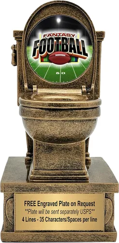 Miniatura 17 de Decade Awards Trofeo de pedestal dorado para inodoro con insertos opcionales, 7 pulgadas de alto, placa grabada bajo petición Golf