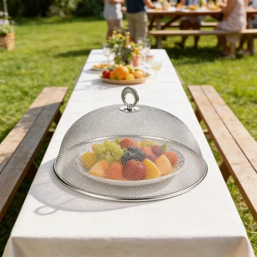 Miniatura 3 de Cubierta de malla metálica para alimentos, sombrilla de acero inoxidable, cubierta de comida de picnic al aire libre, red para mantener fuera