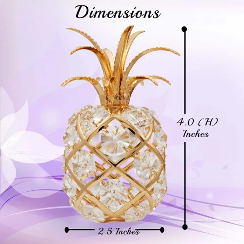 Miniatura 3 de Matashi Adorno de piña chapado en oro de 24 quilates con cristales, figura decorativa de lujo, elegante decoración del hogar, regalo para el día
