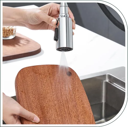 Miniatura 5 de Cabezal de repuesto extraíble para grifo, cabezal rociador de 3 funciones para grifo de cocina, cabezal de grifo de fregadero cromado con 15 Cromo