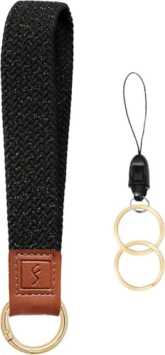 Miniatura 25 de Fishent Llavero elástico, bonito llavero de pulsera, cordón de muñeca tejido mejorado para llaves, llaveros para mujeres y hombres, llaves