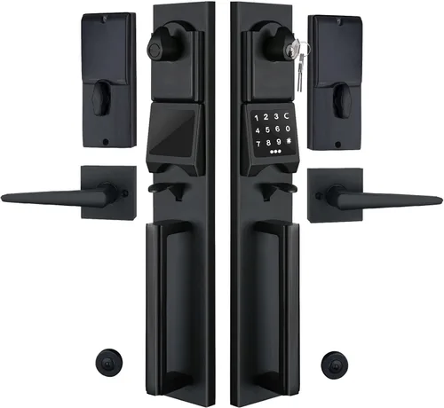 Miniatura 10 de NEWBANG Cerradura electrónica inteligente para puerta con teclado para una sola puerta, manija electrónica sin llave para puerta delantera con Negro