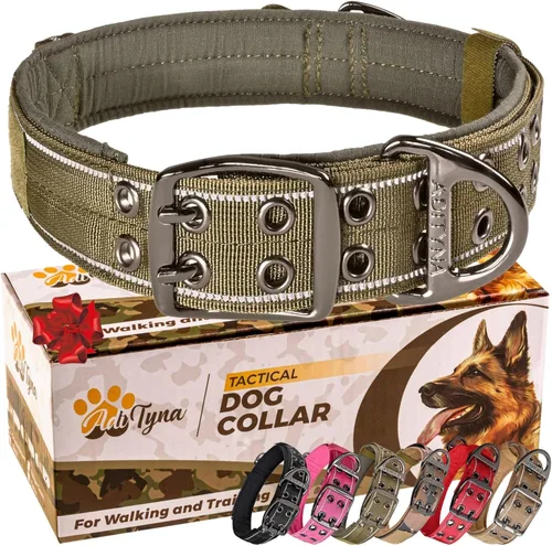 Miniatura 26 de ADITYNA Collar de perro resistente para perros grandes, collar naranja reflectante con asa para entrenar y caminar, ancho, grueso, táctico