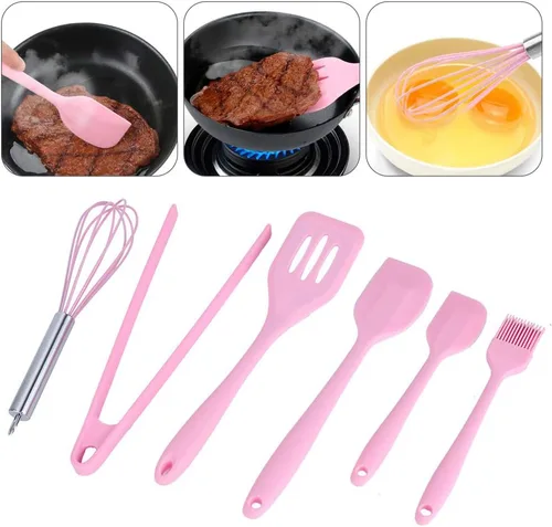 Miniatura 7 de Haofy Utensilios de cocina de silicona, juego de 6 utensilios de cocina antiadherentes resistentes al calor, kit de utensilios de cocina de silicona