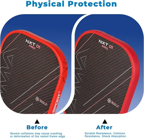 Miniatura 117 de PICKLETECH Cinta de protección de pala de pickleball – Protector de borde de cabeza de paleta – Cinta de protección de borde de raqueta ajuste gris