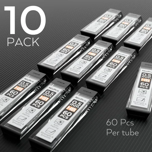 Miniatura 6 de Nicpro 600 repuestos de plomo de 0.020 in HB #2 resistentes a roturas para lápices mecánicos de 0.020 in, paquete de 60 por tubo, 10 tubos