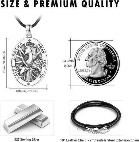 Miniatura 498 de Collar de plata de ley 925 con medalla de San Patrón, colgante de protección católica, amuleto, joyería religiosa para hombres y mujeres