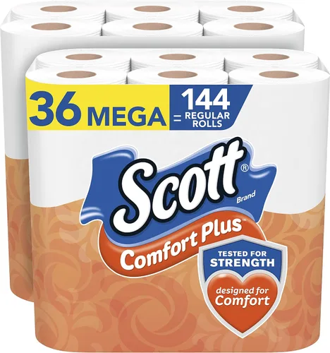 Miniatura 12 de Scott ComfortPlus - Papel higiénico con tubo perfumado suave a lavanda, 12 mega rollos, 310 hojas por rollo, apto para fosas sépticas, papel