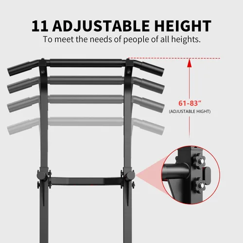 Miniatura 4 de ZENOVA Pull Up Bar Dip Bar Squat Rack Workout Dip Station Height Adjustable Free Standing Chin Up Bar Negro