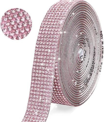 Miniatura 13 de Tiras de Cinta de Diamantes de Imitación de Cristal Autoadhesivas Negras, Tiras de Cinta de Diamantes de Imitación de 7 Filas con Adhesivo