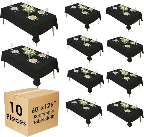 Miniatura 9 de Paquete de 5 Manteles Cuadrados 60 x 60 Pulgadas de Carbón, Mantel de Poliéster Lavable para Uso en Hogar, Fiesta, Boda o Restaurante.