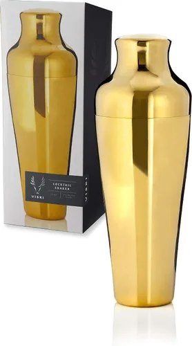 Miniatura 10 de Viski Coctelera parisina contorneada de acero inoxidable pulido de alto brillo con tapa y colador integrados, color negro, juego de 1 unidad de 25