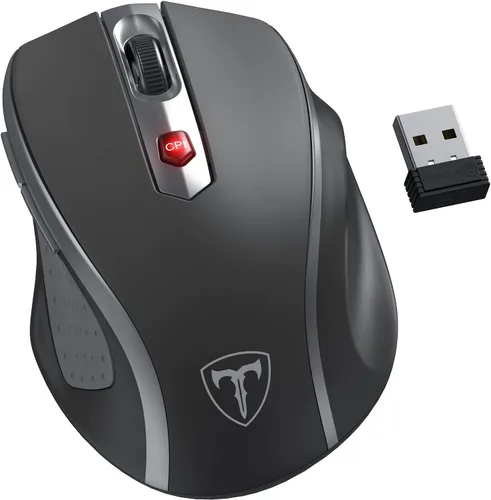 HOTWEEMS Ratón Inalámbrico, Ratón de Computadora D-09 USB Ratones Inalámbricos para Laptop, Ergo Grips, Lightspeed 5 Niveles 2400 DPI, Batería de 16