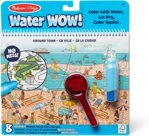 Melissa & Doug On the Go Water Wow! Almohadilla de actividades reutilizable de lujo para revelar agua – Around Town
