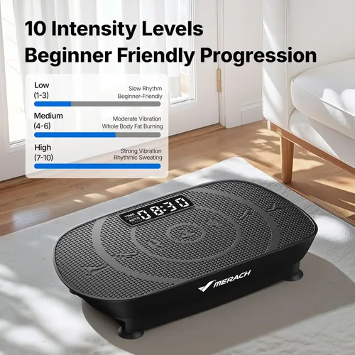 Miniatura 5 de MERACH Vibration Plate Exercise Machine, Curved Vibration Plate for Lymphatic Drainage Weight Loss, Vibrating Plate with Real-Time Calorie Tracking
