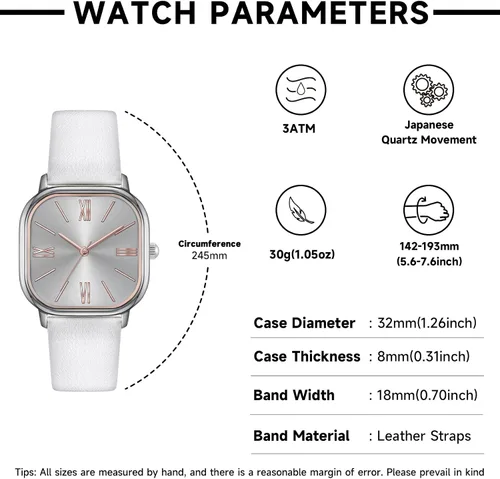 Miniatura 2 de Bisley Women Square Watch Leather Strap Easy to Read