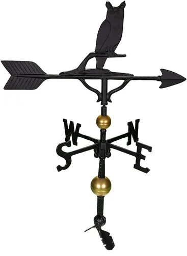 Miniatura 7 de Montague Metal Products Veleta de 32 pulgadas con adorno de búho negro satinado