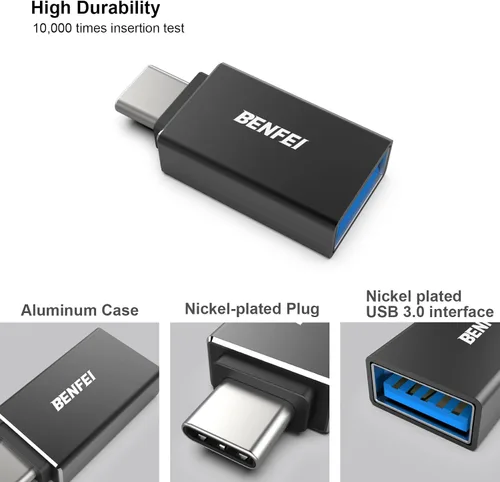Miniatura 5 de BENFEI Adaptador USB C a USB 3.0, paquete de 3 adaptadores USB C a un macho a hembra, compatible con MacBook 2018 2017 2016, Samsung Galaxy Note 8