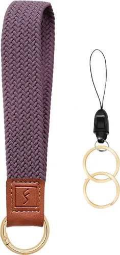 Miniatura 21 de Fishent Llavero elástico, bonito llavero de pulsera, cordón de muñeca tejido mejorado para llaves, llaveros para mujeres y hombres, llaves