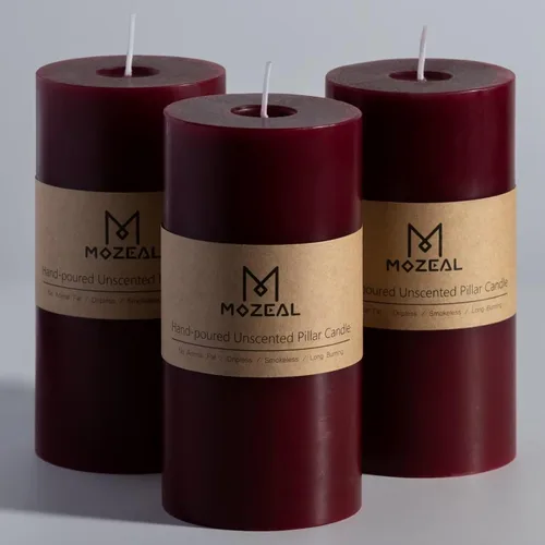 Miniatura 15 de MOZEAL Velas grandes sin perfume vertidas a mano de 3 x 8 pulgadas, sin humo, juego de 2, combustión lenta, sin goteo, aproximadamente 150 horas