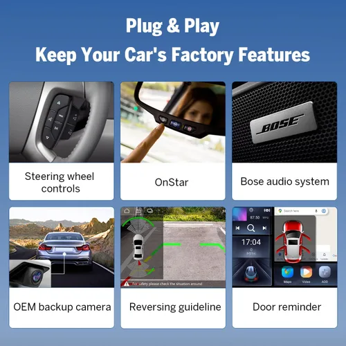Miniatura 3 de Eonon GMX7A 4G+64G Android 14 Estéreo para automóvil compatible con GMC/Chevy/Buick Wireless CarPlay y Android Auto, radio de coche con pantalla