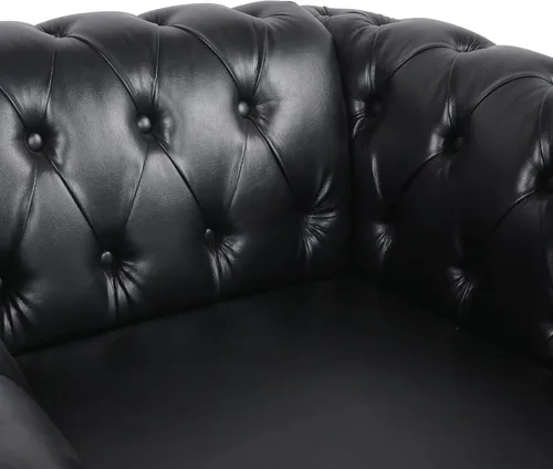 Miniatura 4 de ONCIN Chesterfield - Sofá de cuero para sala de estar, sofá de 3 plazas, sofá copetudo, piel sintética con brazos enrollados y cabeza de clavo