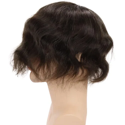 Miniatura 4 de Toupee para hombres europeos sistemas de reemplazo de cabello humano real para hombres, postizos finos, centro de encaje, piel más gruesa, pieza