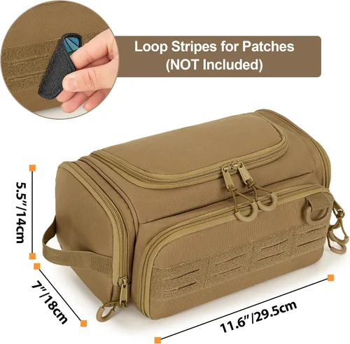 Miniatura 6 de Neceser táctico para hombres, bolsa de higiene colgante, kit organizador de viaje para afeitarse, artículos esenciales de ducha y artículos de aseo
