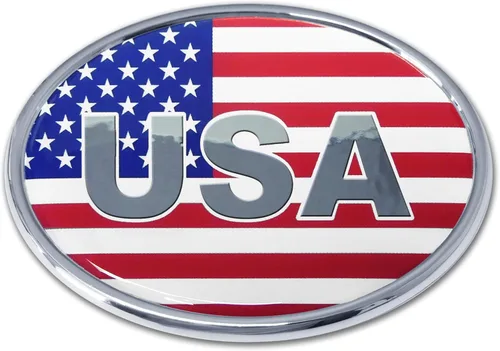 Miniatura 12 de Elektroplate Emblema cromado de metal de la bandera de Estados Unidos, tamaño del automóvil de 3.4 x 2.2 pulgadas, resistente a la intemperie Cromo