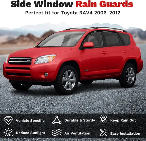 Miniatura 2 de Canvcle RAV4 Rain Guards - Window Visors for Toyota RAV4 2006-2012, Outside-Mount Tape-On Side Window Wind Deflectors for RAV4 Accessories, Vent