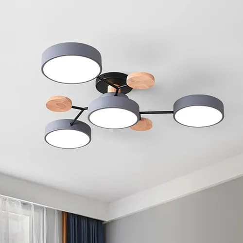Miniatura 33 de Lámpara de techo LED regulable, lámpara de techo moderna de 9 pulgadas, montaje empotrado, de madera, de 12 W, lámpara blanca para sala de estar