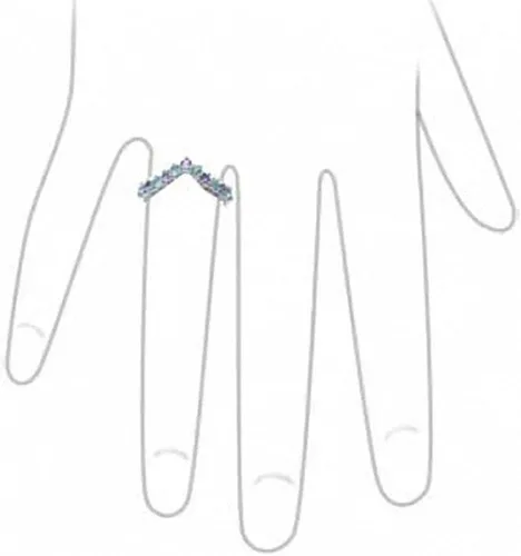 Miniatura 2 de Silvershake Genuine Gemstones 925 Sterling Silver Chevron Style V Shape Stackable Ring Jewelry for Women