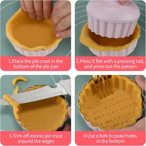 Miniatura 7 de Mini sartén redonda para tartas con parte inferior extraíble, mini moldes antiadherentes para hornear, juego de moldes para quiche de acero al