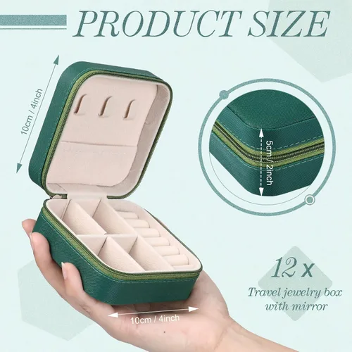 Miniatura 39 de Yinkin 12 piezas de mini joyero de viaje para dama de honor, organizador de aretes de piel sintética, accesorios de viaje a granel, soporte portátil