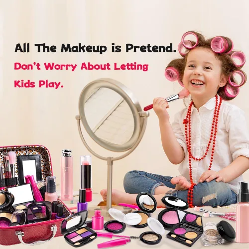 Miniatura 2 de Juego de maquillaje de simulación para niñas de 3 a 8 años, kit de maquillaje para niños pequeños para juego de tocador, juguetes lavables