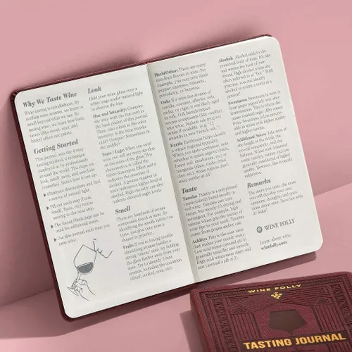 Miniatura 6 de Wine Folly Diario de cata de vinos, cuaderno guiado para notas de vino (B6, 5 x 7 pulgadas), incluye método de degustación de 4 pasos, carta