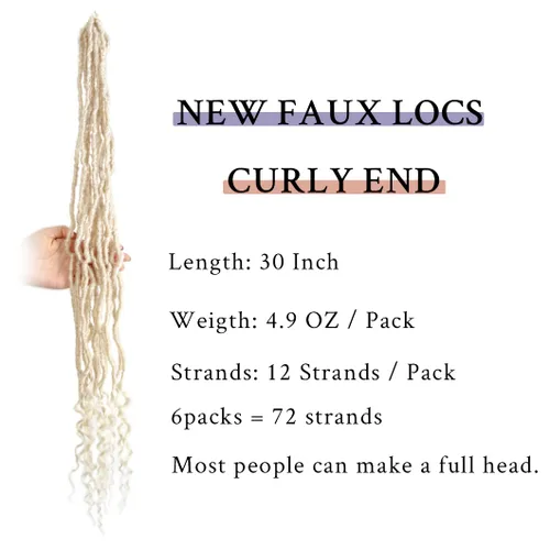 Miniatura 3 de BOHOBABE Rastas Falsas de Cabello de Ganchillo de 30 Pulgadas, Rastas Suaves Boho de Ganchillo con Puntas Rizadas, Rastas Largas de Diosa Bohemia