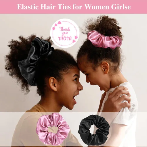 Miniatura 5 de 2+2 gorros de satén con coleteros para niños, bonitos gorros de pelo para niñas para dormir cabello rizado, A