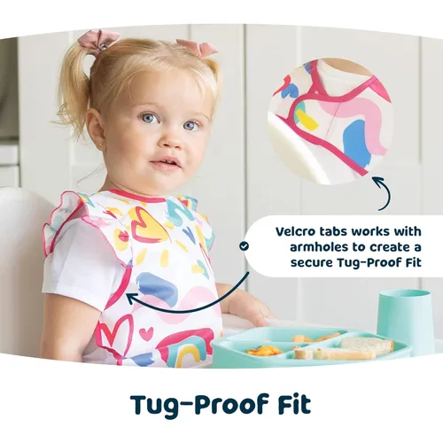 Miniatura 4 de Tiny Twinkle - Babero a prueba de desorden para bebé para niñas Babero impermeable para niños pequeños para comer Delantal para bebé para azul