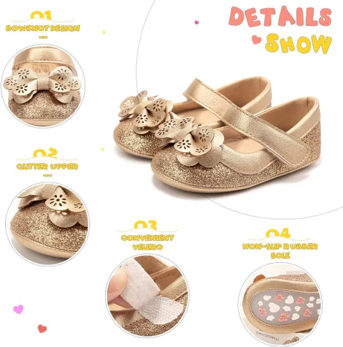 Miniatura 3 de CENCIRILY Zapatos planos Mary Jane para bebés y niñas, antideslizantes, suela suave, para antes de caminar, zapatos de vestir de boda