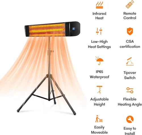 Miniatura 6 de Paraheeter Calentador Eléctrico para Exteriores, Calentador de Patio Infrarrojo para Uso en Exteriores/Interiores, Calentador Infrarrojo