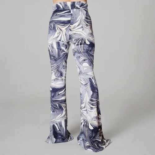Miniatura 18 de ShopMyTrend - Pantalones de yoga largos con piernas anchas y acampanadas estilo palazzo, con cintura alta, para mujer