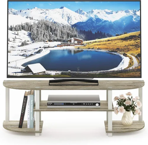 Miniatura 5 de Furinno Turn-S-Tube - Amplio centro de entretenimiento para televisión, color roble Sonoma/blanco, 47.25x13.4x15.9 pulgadas Sonoma Oak/Blanco
