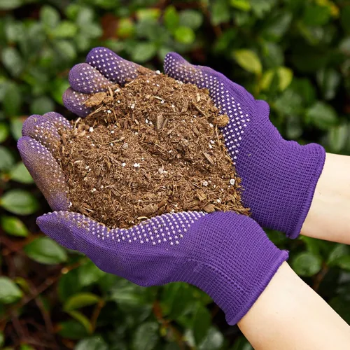 Miniatura 2 de Juvale Guantes de jardín para mujer, 6 pares (12 unidades), rosa, morado y azul, guantes de jardinería a prueba de espinas y resistentes a