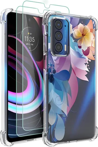 Miniatura 9 de Osophter Funda para Moto Edge 2021, Moto Edge 5G UW, transparente, esquinas reforzadas con flores, TPU para absorción de golpes, flexible
