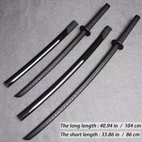 Miniatura 6 de 2PCS Polypropylene Plastic Training Martial Sword，Black Practice Katana Sword with Sheath，Training Katana for Practice，with Belt and Stand