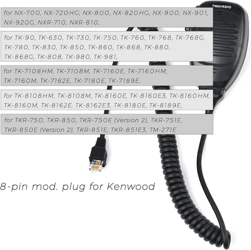 Miniatura 4 de TWAYRDIO KMC-35 Micrófono de radio móvil dinámico estándar (RJ45) Reemplazo de altavoz de mano MIC para Kenwood NX700 NX800 TK8180 TK7180 TK7360