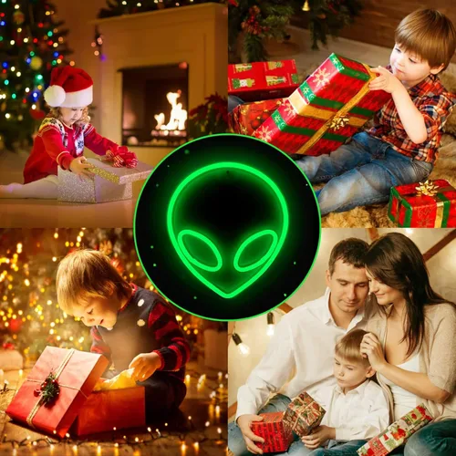 Miniatura 4 de Letrero de neón alienígena LED verde con luces de neón USB/funciona con pilas, letrero de luces alienígenas genial para decoración de pared