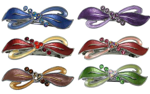 Miniatura 16 de Dz Pk Pasadores, 12 unidades, lazo para el pelo con lazo en una cinta, pinzas para el pelo francés, 2 Ea 6 colores YY86400-1-D